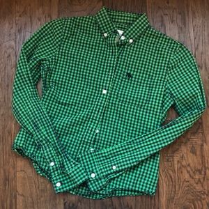 Abercrombie Kids blue & green checkered buttondown